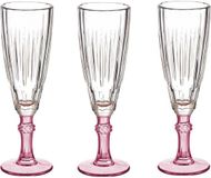 Vivalto Champagneglazen Exotic Collection - set 6x - roze voet - 170 ml - Champagne flutes