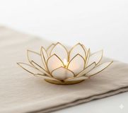 Yogi & Yogini Meditation Lotus Sfeerlicht naturel goudrand - 13.5 cm - S