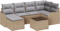 vidaXL Tuinbank Set 7-delig Beige/Lichtgrijs Polyrattan Hoek loungeset