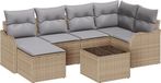 vidaXL Tuinbank Set 7-delig Beige/Lichtgrijs Polyrattan Hoek loungeset