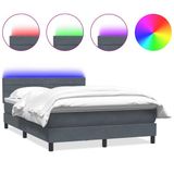 vidaXL Boxspringbed met matras en LED-verlichting, donkergrijs, 160x210 cm, fluweel