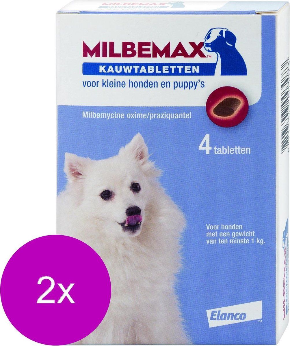 Milbemax Elanco Kauwtablet Kleine Hond - Anti wormenmiddel - 2 x 12 g 4 tab 1 Tot 5 Kg