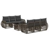 vidaXL Tuinbank Set 7 st Grijs en Donkergrijs poly rattan