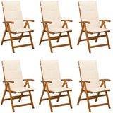 vidaXL Ligstoelen voor Tuin 6 st Naturel Massief Acacia Hout