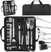 Springos Set d'outils de barbecue 20 pièces en acier inoxydable avec étui de transport de luxe