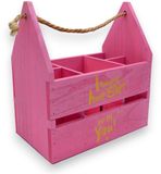 UNUS® Houten flessendrager I wanna have Sekt with you roze