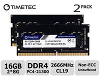 Timetec Hynix IC DDR4 2666MHz PC4-21300 Unbuffered Non-ECC 1.2V CL19 1Rx8 Single Rank 260 Pin SODIMM Laptop Notebook Computer Memory RAM Module Upgrade (16GB Kit (2x8GB))