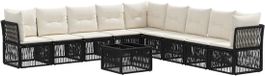 vidaXL Tuinbank - Set - 10 - st - Zwart - poly - rattan