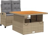 vidaXL Ensemble de jardin 2 pièces avec coussins, polyrotin, beige