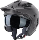VINZ Helmets Kioto Street Fighter Jethelm met Zonnevizier - Titanium Grijs - S
