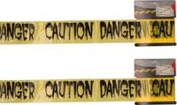 Merkloos Markeerlint/afzetlint - 2x - Caution Danger - 9M - geel/zwart - kunststof