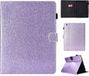 Merkloos iPad 2/3/4 Vernis Glitter Poeder Horizontale Flip Leren Case met Houder & Kaartsleuf (Paars)