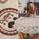 ANRO Tafelkleed Koffie Bruin Rond Ø140cm Met sierband Afwasbaar Waterafstotend Binnen & Buiten