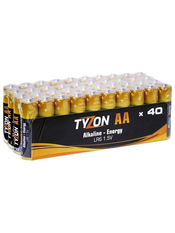 TyZon 1,5 V AA-alkalinebatterier, 40 st.