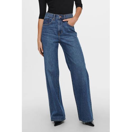ONLY high waist wide leg jeans ONLHOPE dark denim