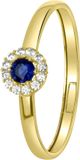Lucardi Dames ring met wit&blauwe zirkonia - Ring - Cadeau - 14 Karaat Goud - Geelgoud