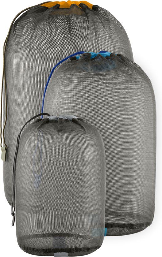 Sea to Summit Mesh Stuff Sack Set - 5L, 8L, 13L - Blue/Orange/Grey