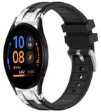 Wigento Samsung Galaxy Watch FE 40mm: siliconen horlogeband met snelsluiting, zilveren gesp, vervanging, zwart
