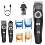 BarberBoss Draadloze baardtrimmerset voor heren, 3-in-1 trimmer voor mannen, baard, haar- en neustondeuse met verstelbare wijzerplaat, keramische messen, complete verzorgingsset voor heren