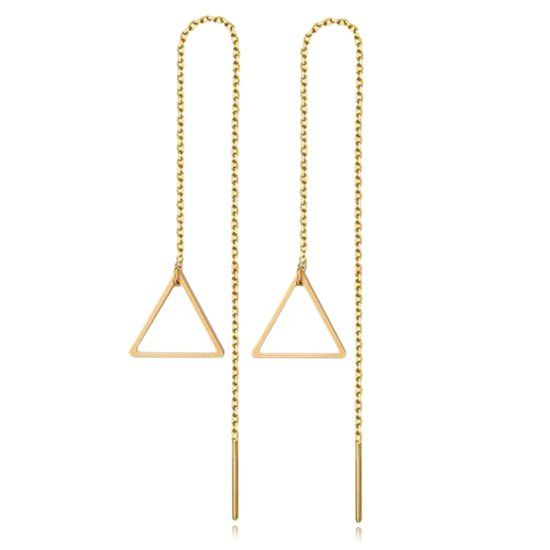 Cilla Jewels Lookinggoodtoday Goudkleurige Triangle Oorbellen Dames Ketting van Edelstaal