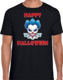 Bellatio Decorations Happy Halloween Blauwe Horror Clown Verkleed T-shirt Zwart voor Heren S