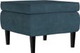 vidaXL Kruk met houten poten fluweel blauw