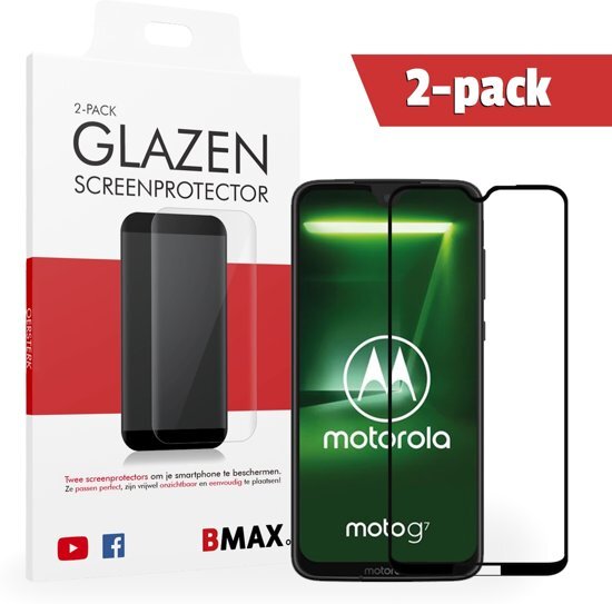 BMAX 2-pack Motorola Moto G7 Screenprotector Full Cover Glas Beschermglas Tempered Glass