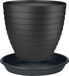 Juypal Hogar Juypal Plantenpot/bloempot Florenzia met onderschaal - D21 x H19 cm - zwart - kunststof