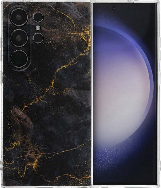 iMoshion Hoesje Samsung Galaxy S24 Ultra - Siliconen Back Cover - Black Marble