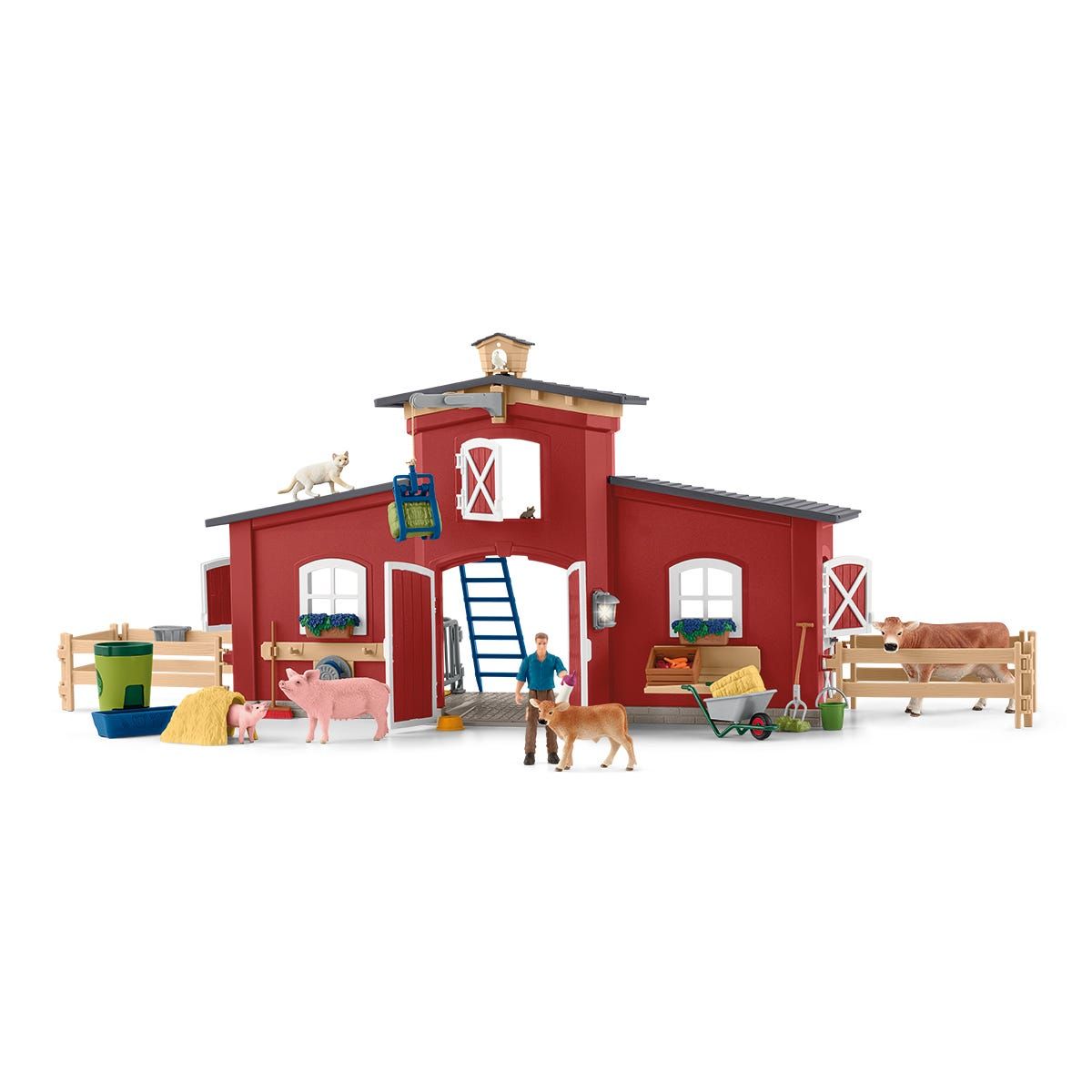 Schleich FARM WORLD Grote stal, rood - Boerderij Speelgoed - 42606