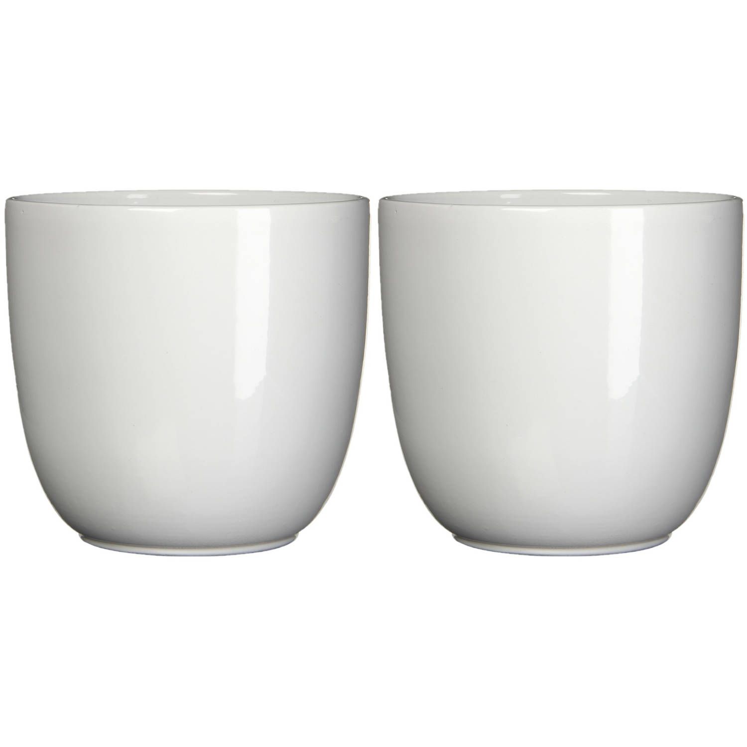 Mica Decorations Set van 2 bloempotten wit keramiek H25 x D28 cm