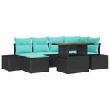 vidaXL Tuin Eettafel Set 7-delig Zwart en Blauwgroen