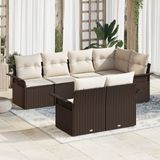 vidaXL Banc de jardin - Set - 7 - pièces - Marron - poly - rotin