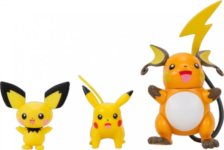 Jazwares Pokemon Battle Figure Evolution Pack - Pichu, Pikachu & Raichu