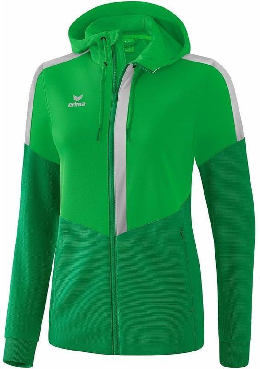 Erima Squad Trainingsjack Met Capuchon Dames Fern Green-Smaragd-Zilver Grijs Maat 34