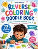 Reverse Coloring Doodle Book: Watercolor Blob Prompts for Kids: Draw What You See