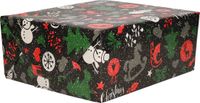 Bellatio Decorations Luxe Kerst inpakpapier - cadeaupapier - 2x rollen - zwart/rood - Kerst Classics - 250 x 70 cm