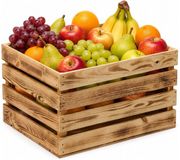 Kesper Fruitkisten opslagbox - old look - lichtbruin - hout - L46 x B36 x H28 cm
