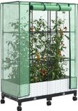 vidaXL Tuinschutting met Kasbedekking en Wielen 2 st Wit PP