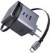 UGREEN Nexode 100W USB C-Charger met intrekbare kabel, 4-poorts GaN-lader retractable oplader met oplaadkabel voor laptop, compatibel met MacBook Pro/Air, Galaxy S-A-serie, iPhone 16-8-serie, iPads