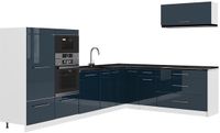 Vicco Hoekkeuken Fame-Line, Donkerblauw hoogglans/Wit, 327 x 227 cm