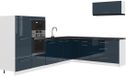Vicco Hoekkeuken Fame-Line, Donkerblauw hoogglans/Wit, 327 x 227 cm
