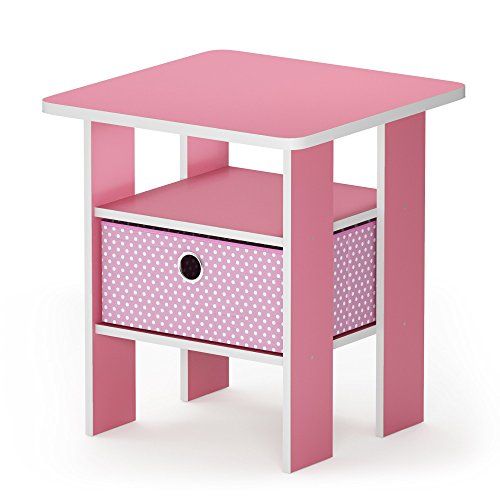 Furinno Andrey Bijzettafel - Nachtkastje - Roze/Lichtroze - 39,37 x 39,37 x 44,45 cm