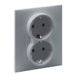 LEGRAND SEANO 2-voudig geaard stopcontact met verhoogde contactbeveiliging, steekklemmen, 16 A, 250 V, kleur: gelakt aluminium, 765225