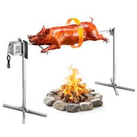 VEVOR Elektrische draaispies, in hoogte verstelbaar, 8 standen, lengte | Grill met draaispies, open vuur, motor met 38 W, automatisch koken, roestvrij staal, voor camping, picknick
