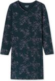 Uncover by Schiesser Nachthemd Dames Nachthemd Lang Nachtblauw Gebloemd Lange Mouw 100% Katoen