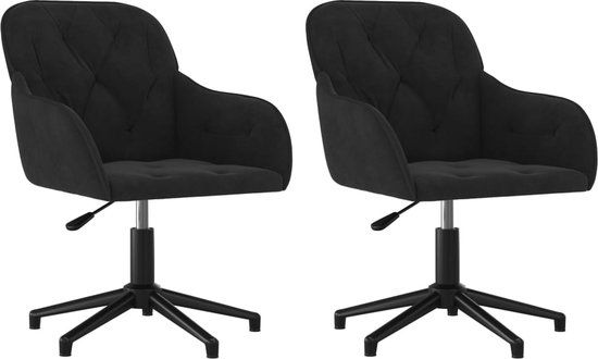 vidaXL Eetkamerstoelen draaibaar fluweel zwart (2 stuks)