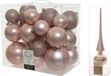 Decoris Kerstballen kunststof lichtroze - 6-8-10 cm - set 27 stuks - mix mat en glans