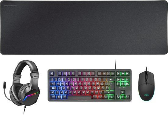 Mars Gaming MCP-RGB3 Toetsenbord Inclusief Muis Gamen USB QWERTY Italiaans Zwart