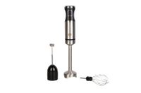 MasterChef Staafmixer, roestvrij staal, 3-in-1, pureerstaaf met elektrische garde en handmelkopschuimer, handblender met 2 snelheden, toverstaf keukenapparaat, vaatwasmachinebestendig, 400 W